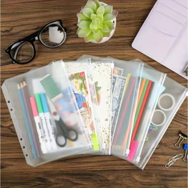 Portfolio Folder Zip - 10Pcs Transparent PVC Zipper Binder Pockets