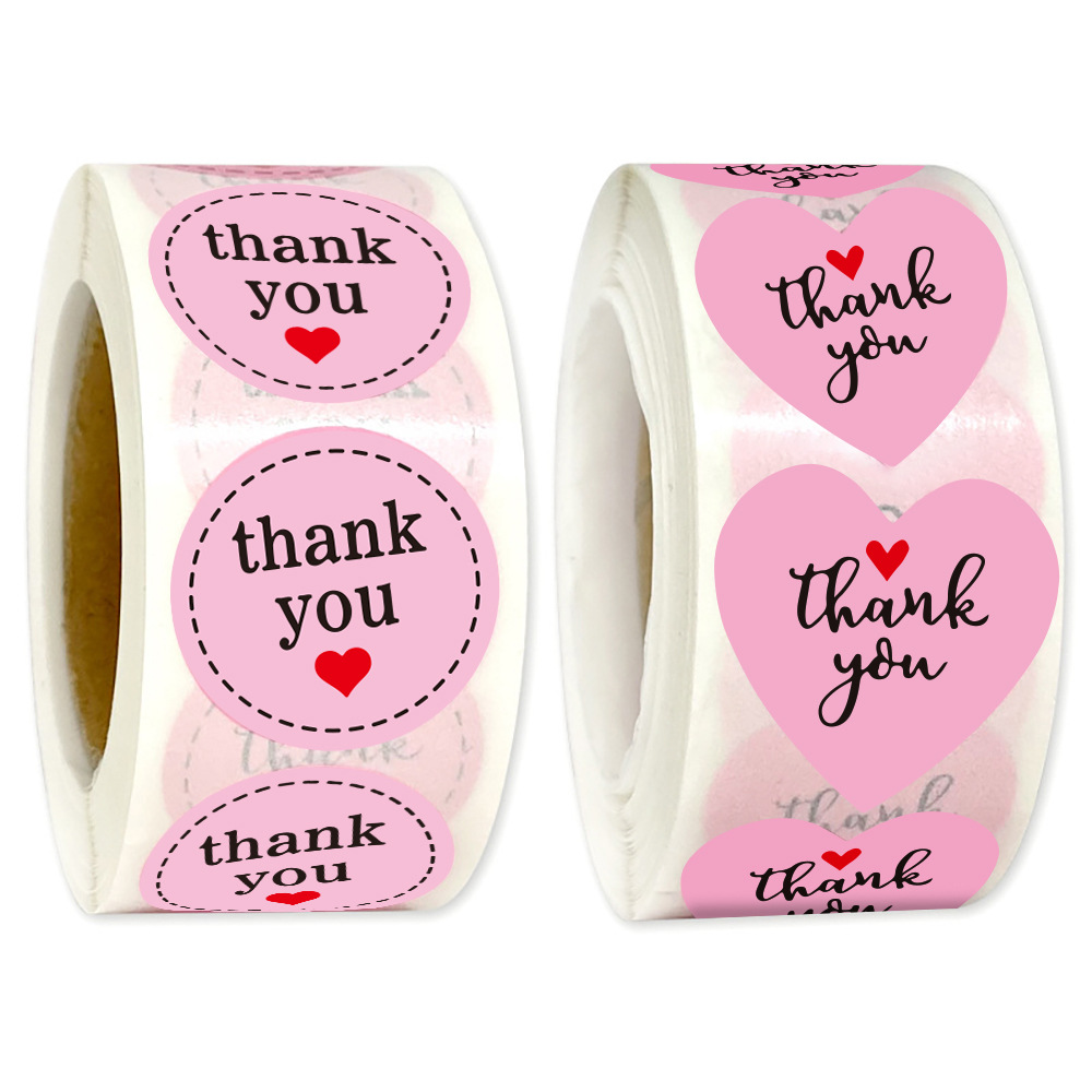 JCAC 500pcs/roll Pink Round He - Sticker Label Roll recension och pris