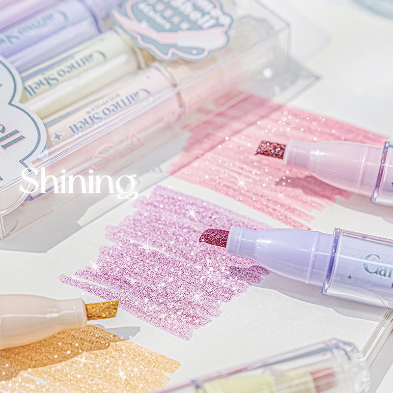 4 Colors/Set Glitter Highlight - Highlighter Set Pastel recension och pris