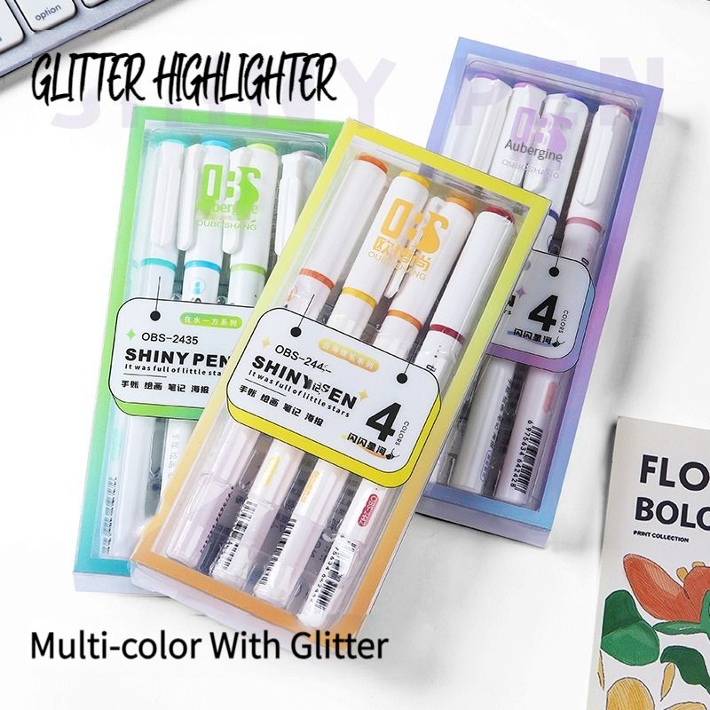 4 Colors/Set Glitter Highlight - Highlighter Set Pastel recension och pris