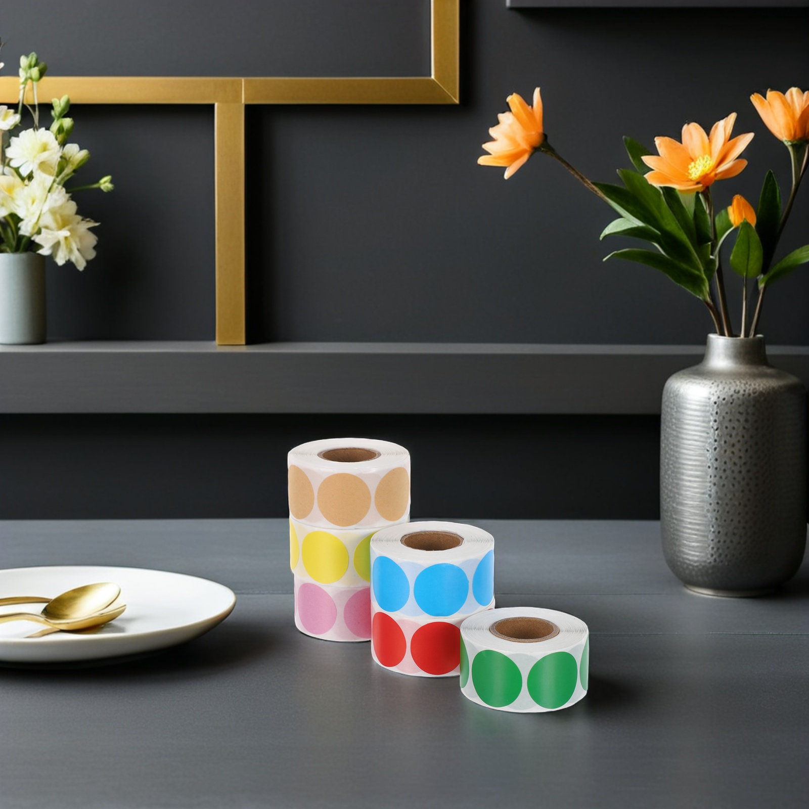 6 Rolls Round Blank Kraft Pape - Sticker Label Roll recension och pris