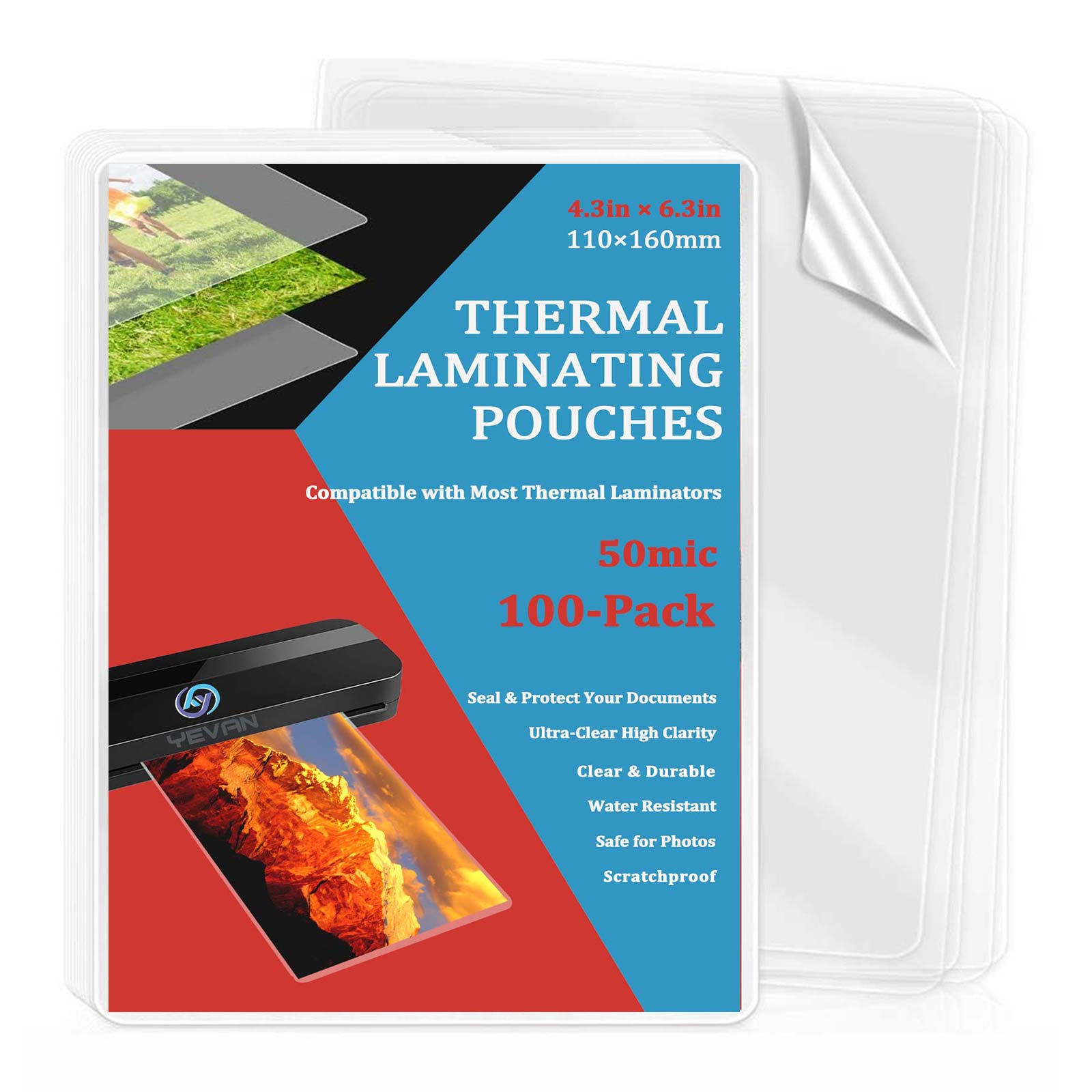 100 Sheets 4.3×6.3in Thermal L - Document Laminator Pouch recension och pris